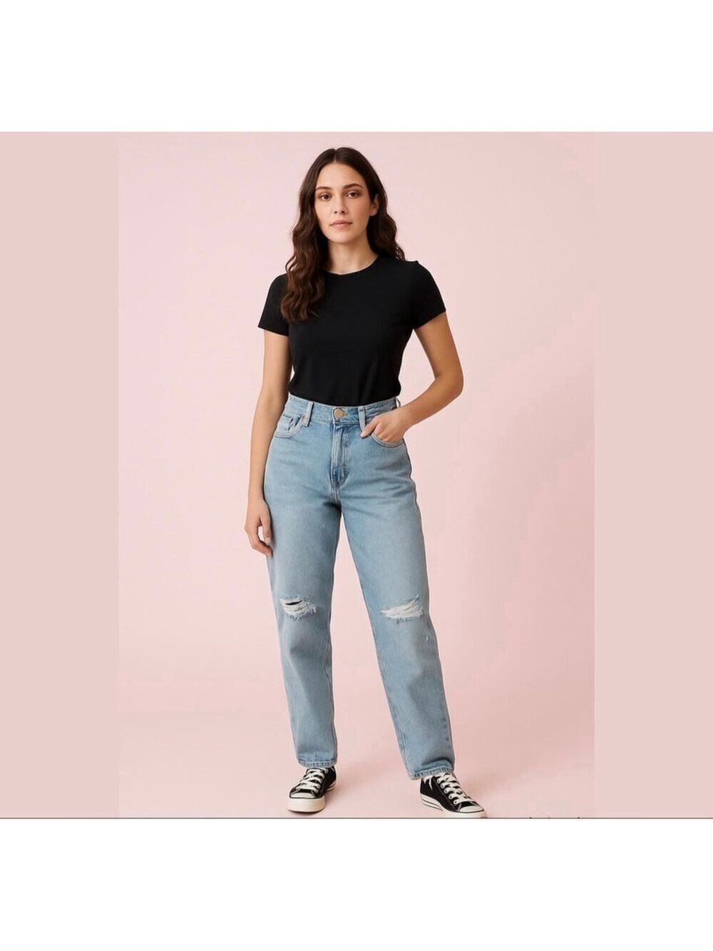 Betro SIMONE premium denim mom’s jeans high waisted distressed Sz 32 NWT